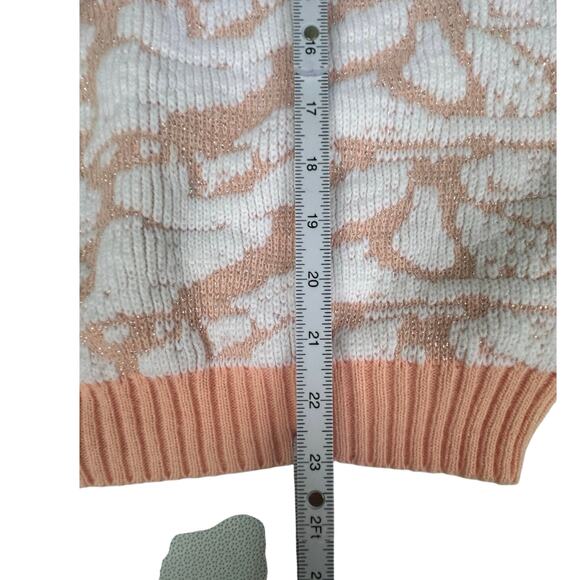 Vintage 80s Peach Floral Sixteen Candles Romantic Coquette Short Sleeve Sweater - Picture 5 of 5